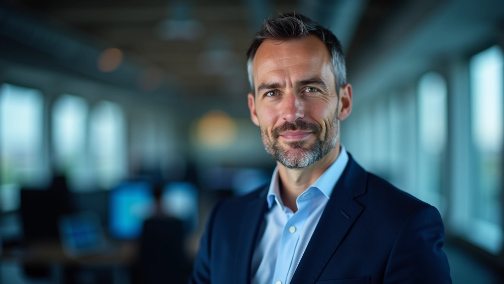 Modernes Büro mit Finanzbildschirmen, die Zinstrends und Wirtschaftsdaten anzeigen