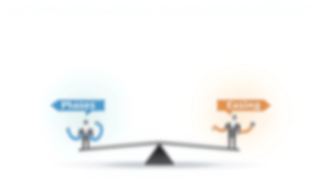 Grafische Darstellung eines Geldpolitik-Pendels, das zwischen restriktiv und expansiv schwingt, mit beschrifteten Phasen