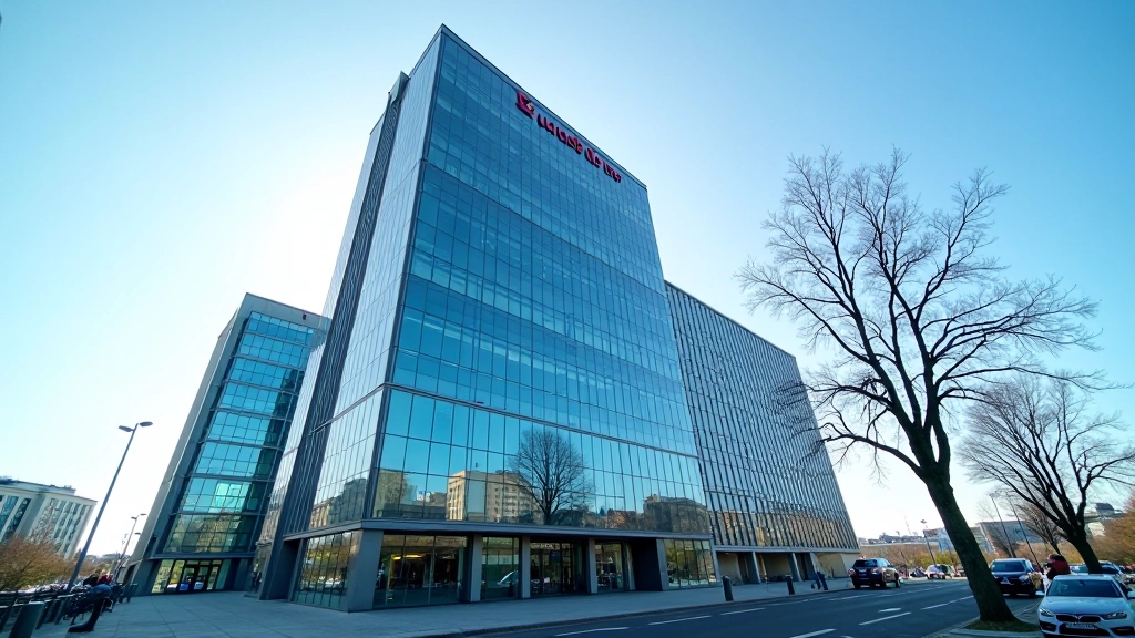 EZB-Hauptquartier in Frankfurt, modernes Gebäude der Europäischen Zentralbank mit Architektur und Umgebung